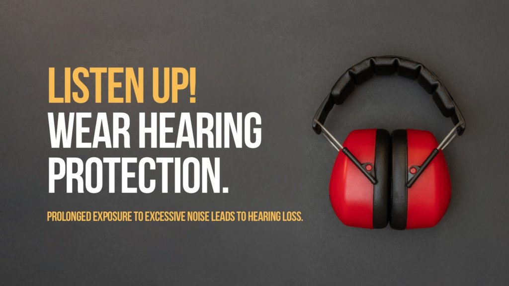 Reminder to wear hearing protection to prevent hearing loss from prolonged noise exposure in the USA