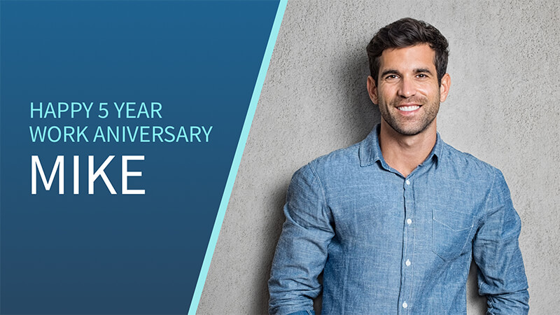 An employee work anniversary template from Enplug's Templates App