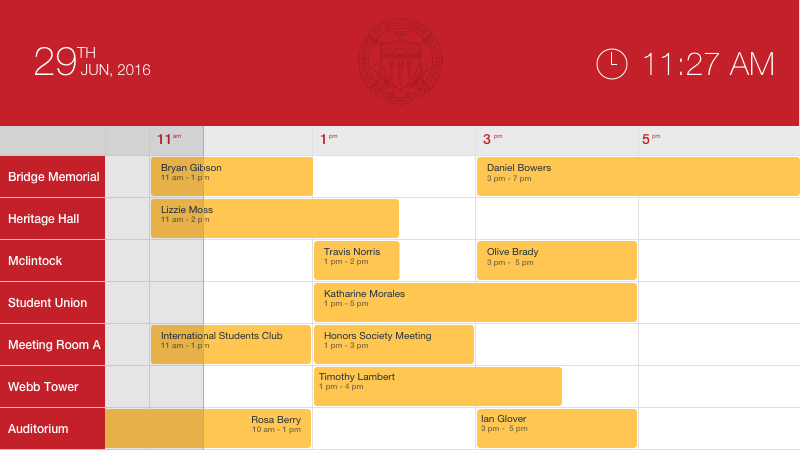 A table showing the time slots of meetings with Spectrio clients in the USA