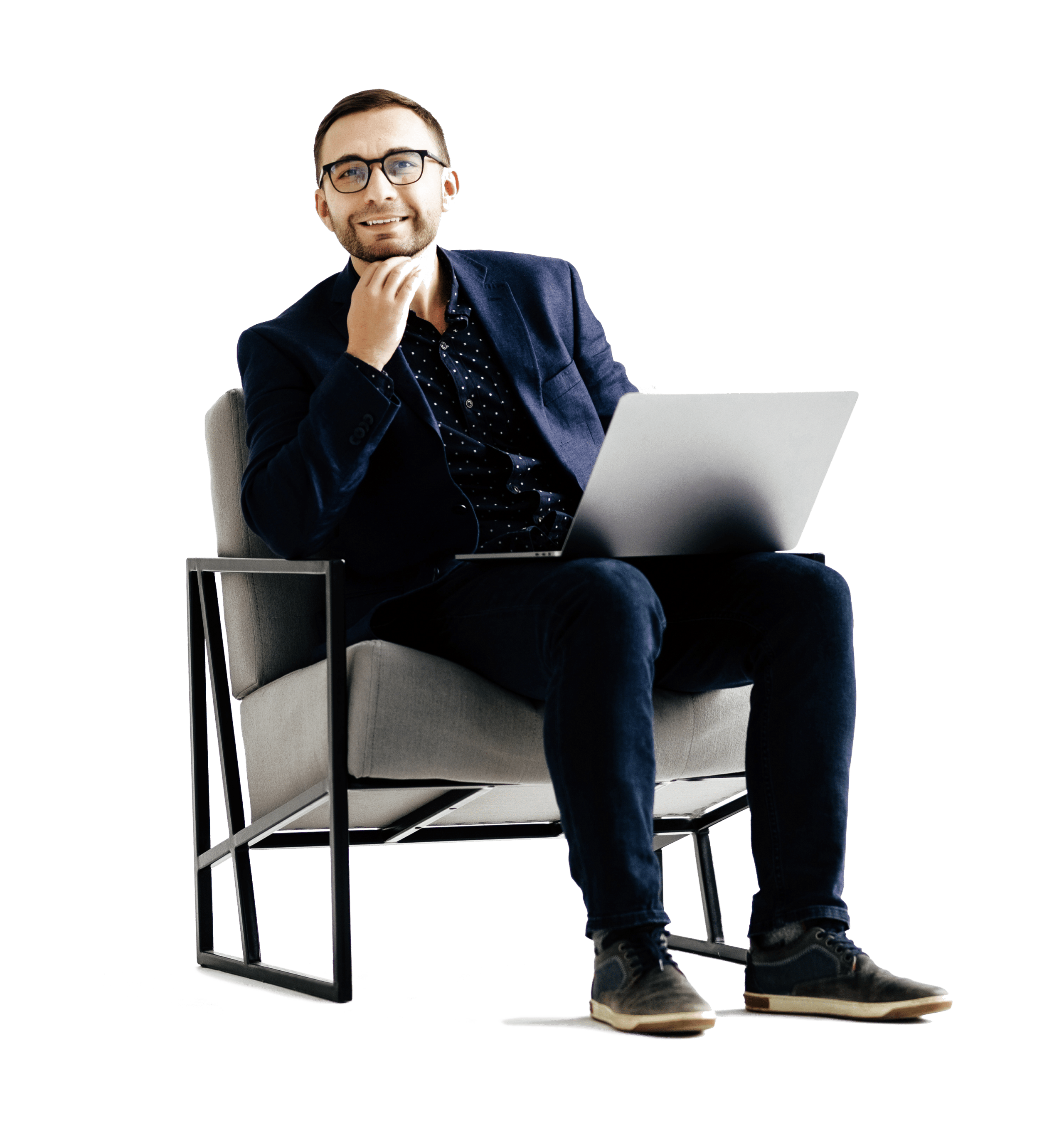Businessman sitting w computer